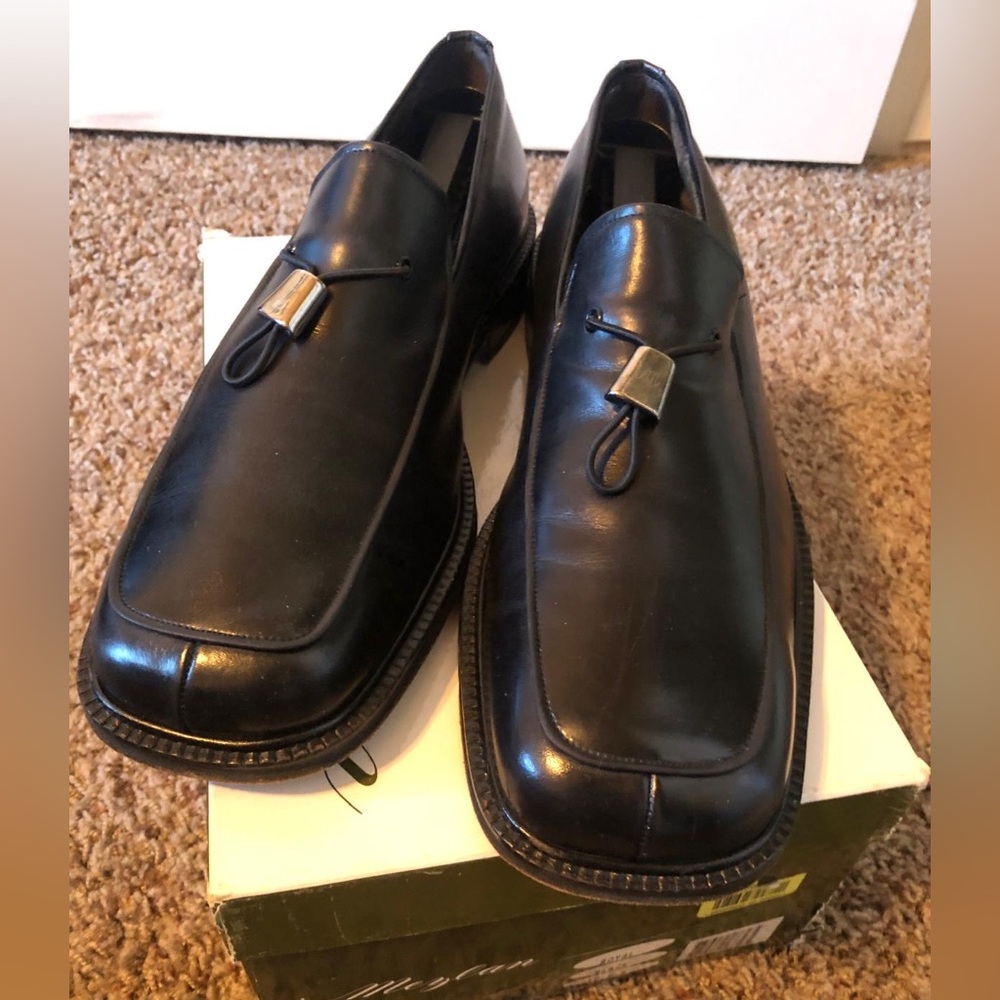 All leather black mens slip on shoes